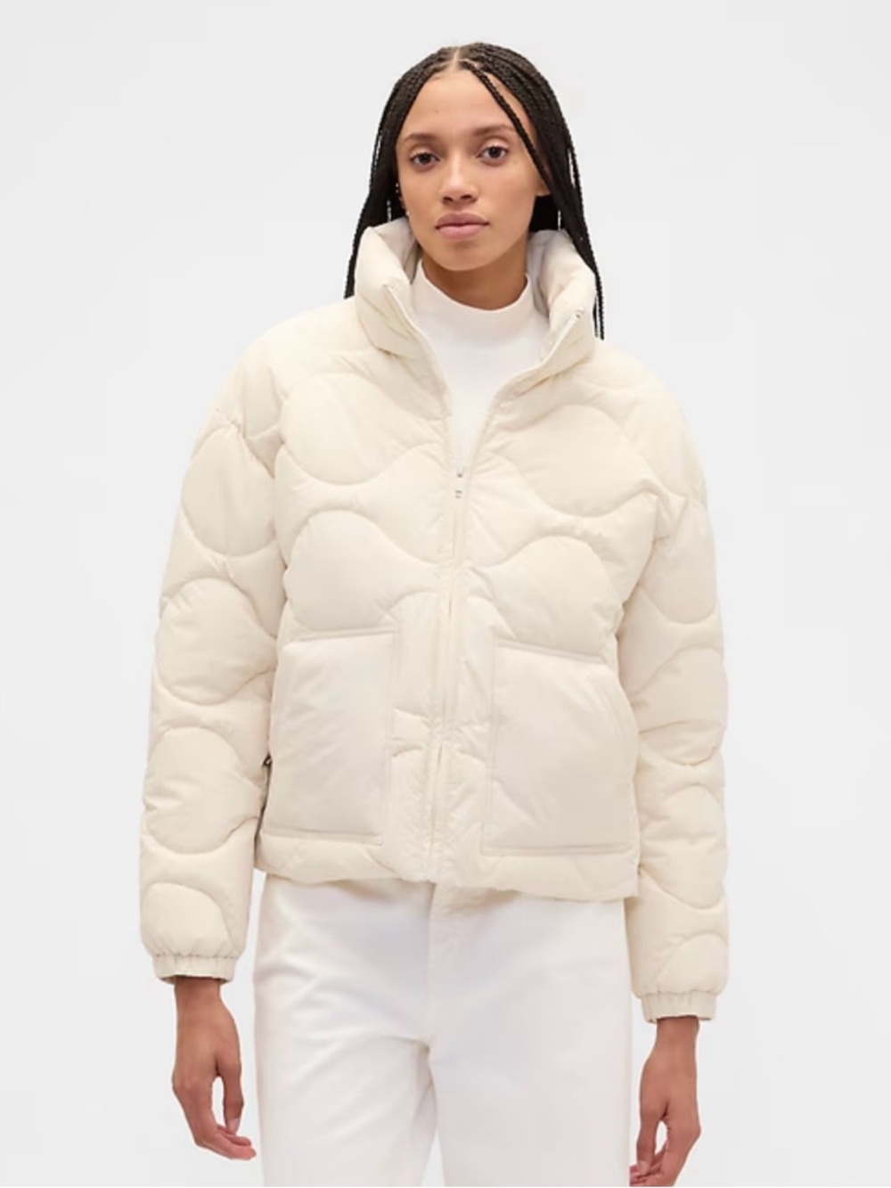 GAP Cream Quilted Puffer Jacket